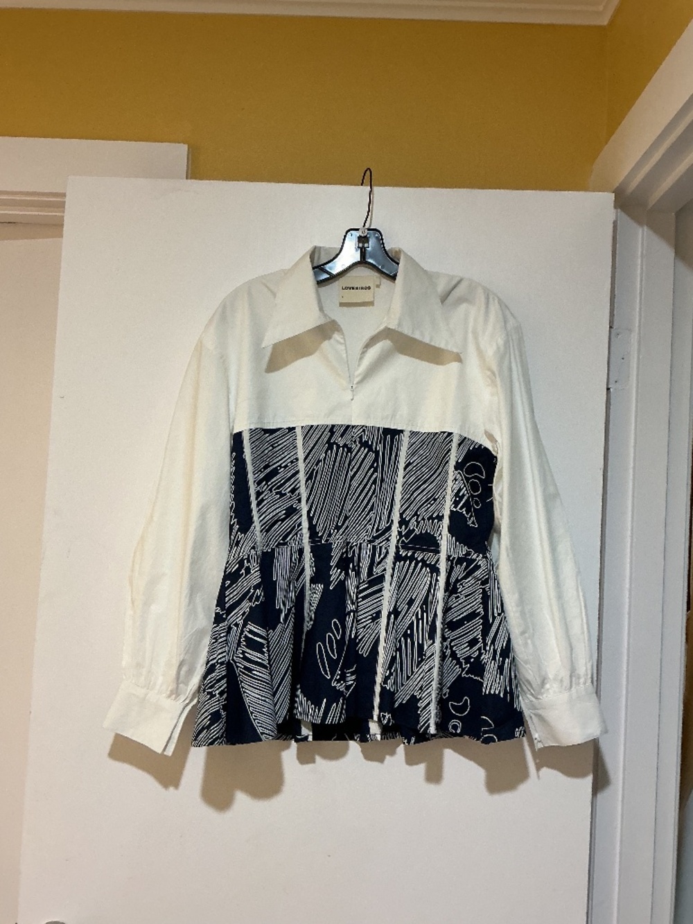 NWOT Lovebirds Studio Peplum Shirt S